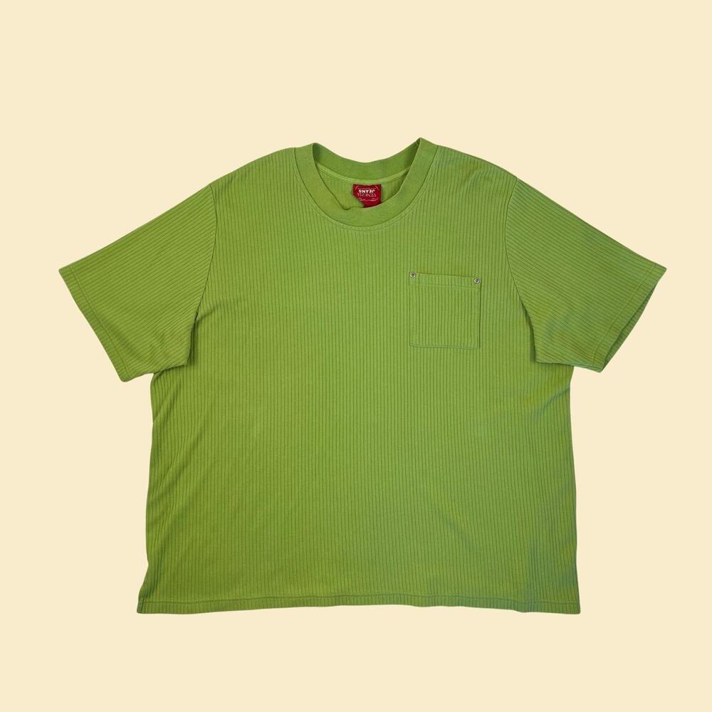 Vintage 90s green crewneck by Venezia Jeans, 1990s textured lime green 26/28